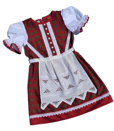 IMBRACAMINTE - Rochita unicat dirndl, marimea 128, alb-rosu MAR0013