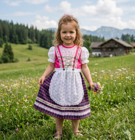 IMBRACAMINTE - Rochita unicat dirndl, roz - alb, MAR0048 (4)