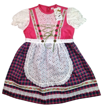 IMBRACAMINTE - Rochita unicat dirndl, roz - alb, MAR0048