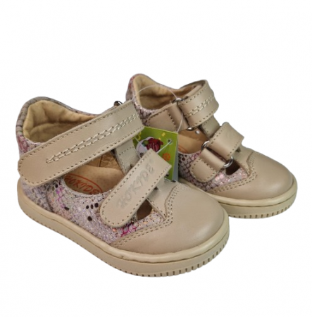 Sandale Fete Hokide cu talonet Piele Naturala Crem HK386CM [5]