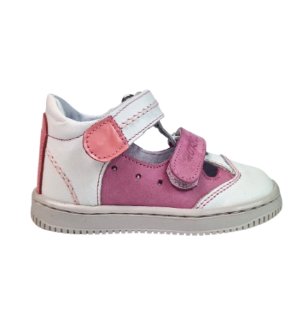 INCALTAMINTE - Sandale Fete Hokide cu talonet Piele Naturala Fucsia Alb HK386FSAL