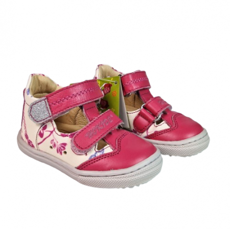 Sandale Fete Hokide cu talonet Piele Naturala Fucsia-Crem HK386FSCM [5]