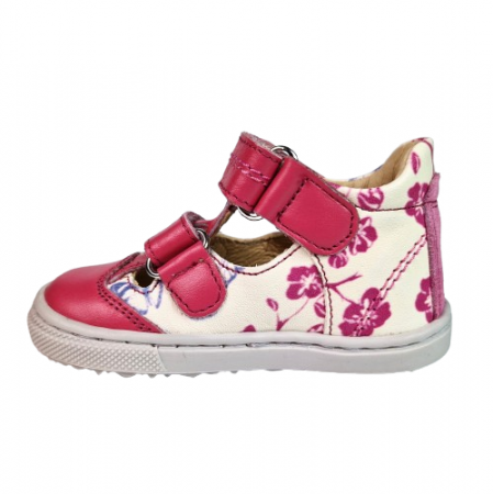 Sandale Fete Hokide cu talonet Piele Naturala Fucsia-Crem HK386FSCM [2]
