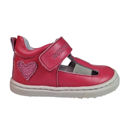 INCALTAMINTE - Sandale Fete Hokide cu talonet Piele Naturala Fucsia HK433FS