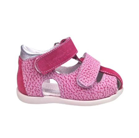 INCALTAMINTE - Sandale Fete Hokide cu talonet Piele Naturala Fucsia Roz HK186FSRZ