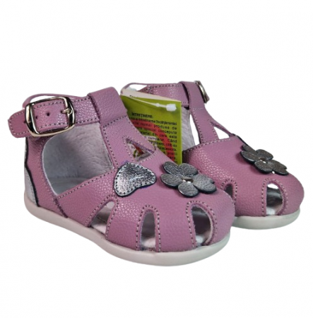 Sandale Fete Hokide cu talonet Piele Naturala Mov HK077MV [5]