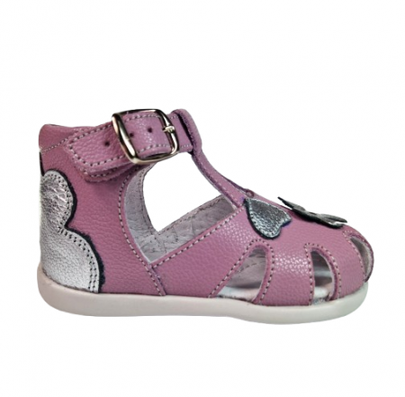 INCALTAMINTE - Sandale Fete Hokide cu talonet Piele Naturala Mov HK077MV