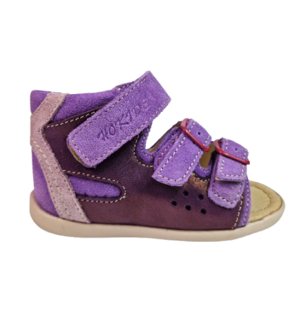 INCALTAMINTE - Sandale Fete Hokide cu talonet Piele Naturala Mov Inchis HK255MVI