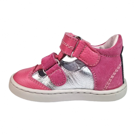Sandale Fete Hokide cu talonet Piele Naturala Roz-Gri HK386RZGR [2]