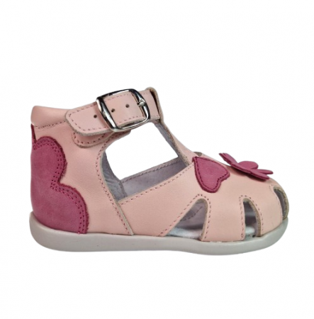 INCALTAMINTE - Sandale Fete Hokide cu talonet Piele Naturala Roz HK077RZ