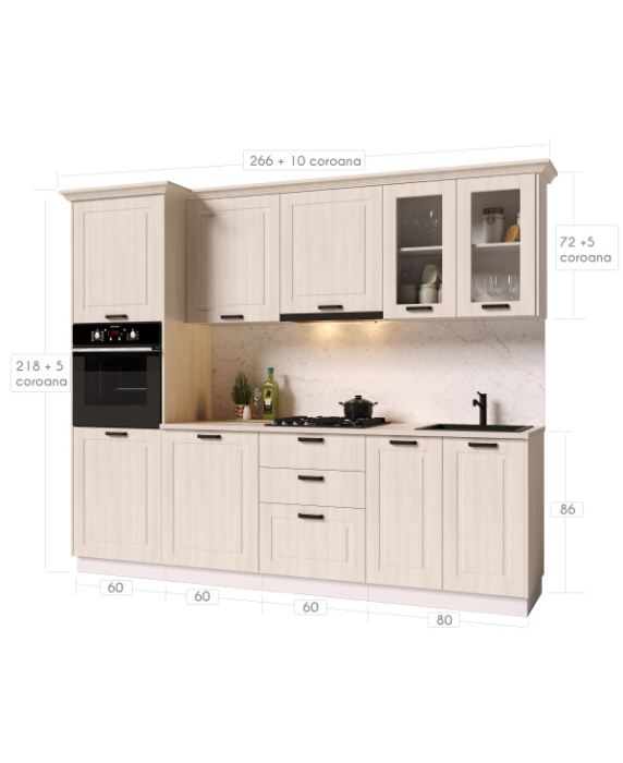 Bucatarie ATHENA 2.66 MDF, 266x223x60cm, lemn alb [10]