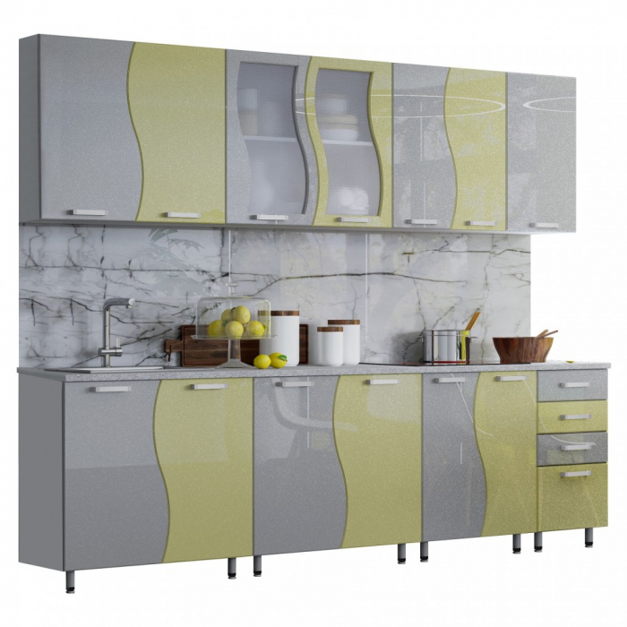 BUCATARIE CIP S MDF GALBEN METALIZAT 2,6M [2]