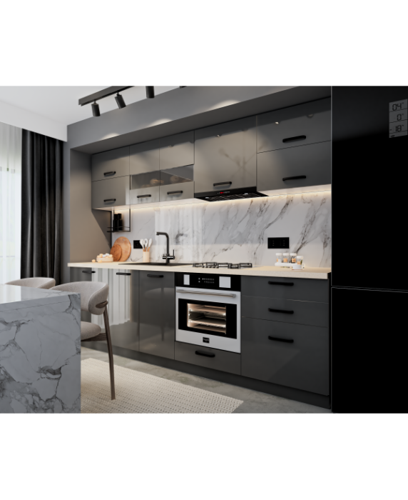 Bucatarie Daria MDF, 260x60x200cm, Gri antracit [3]