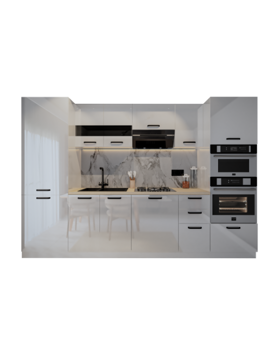 Bucatarie Daria, MDF Alb Lucios, 300x60x200cm [7]