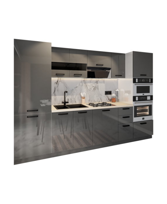 Bucatarie Daria, MDF Gri antracit, 303x60x200cm [5]