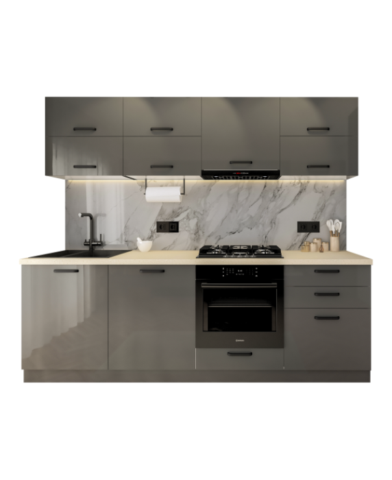 Bucatarie Daria V2, 240x60x200cm, Gri antracit [5]