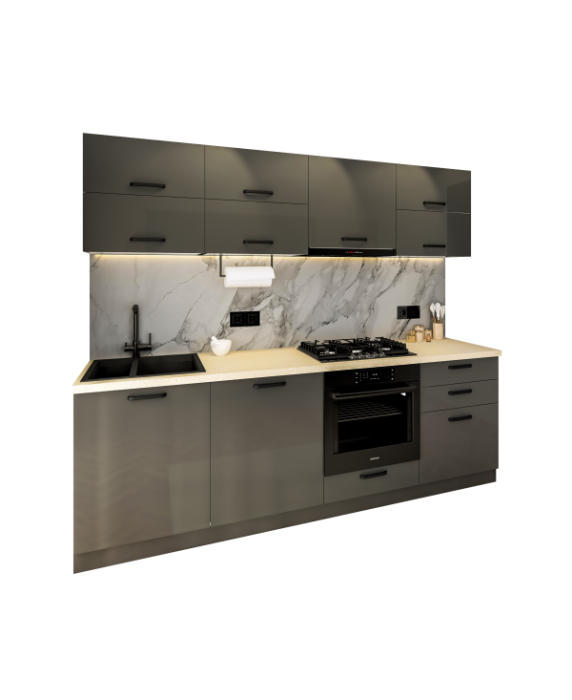 Bucatarie Daria V2, 240x60x200cm, Gri antracit [4]
