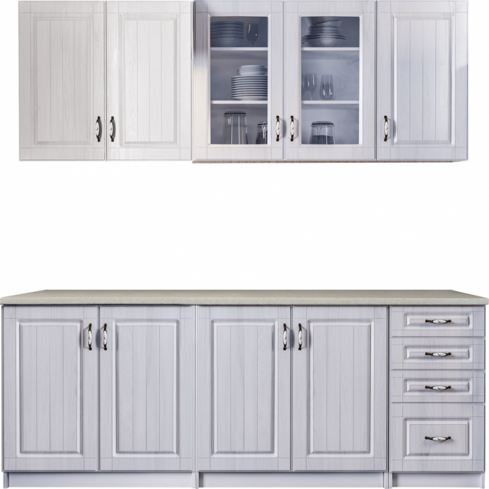 Bucatarie Provence MDF 2m alb fibrat, blat intreg [3]