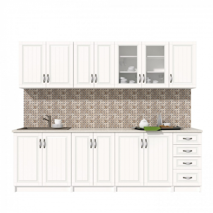 Bucatarie Provence RO 2.6m MDF, Alb [7]