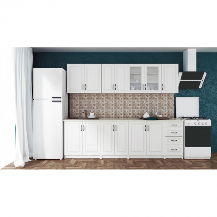 Bucatarie Provence RO 2.6m MDF, Alb [4]