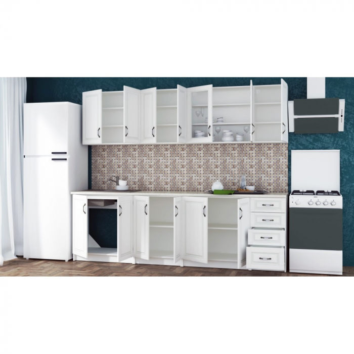 Bucatarie Provence RO 2.6m MDF, Alb [5]
