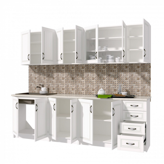 Bucatarie Provence RO 2.6m MDF, Alb [8]