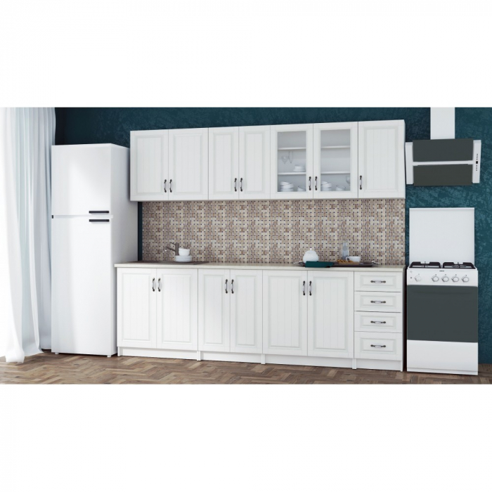 Bucatarie Provence RO 2.6m MDF, Alb [3]