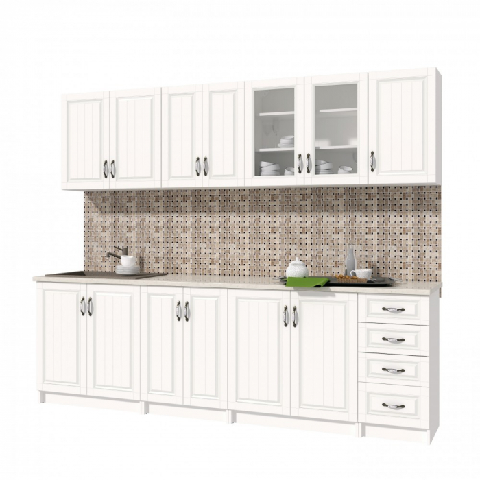 Bucatarie Provence RO 2.6m MDF, Alb [6]