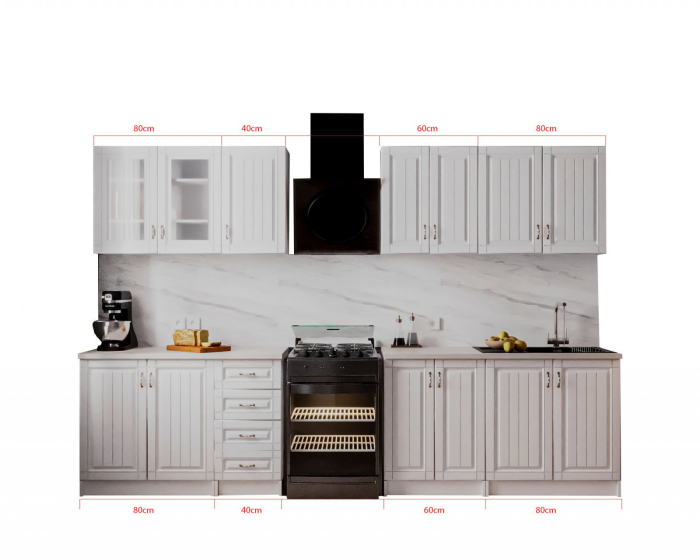Bucatarie Provence RO 2.6m MDF, Alb [8]