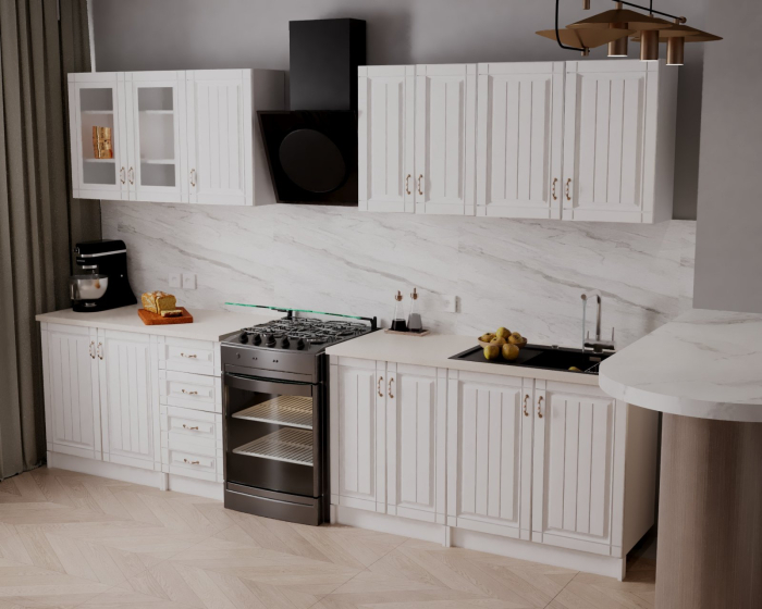 Bucatarie Provence RO 2.6m MDF, Alb [2]