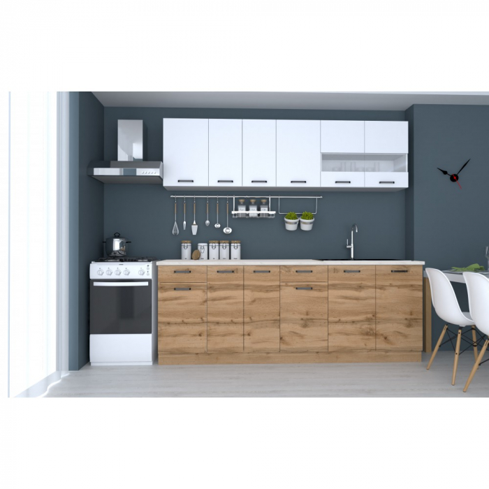 BUCATARIE VIO 2.2M STEJAR WOTAN+ALB [2]