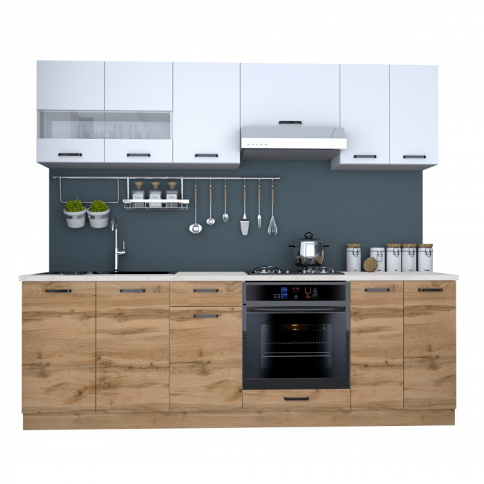 BUCATARIE VIO C 2.4M STEJAR WOTAN+ALB [2]