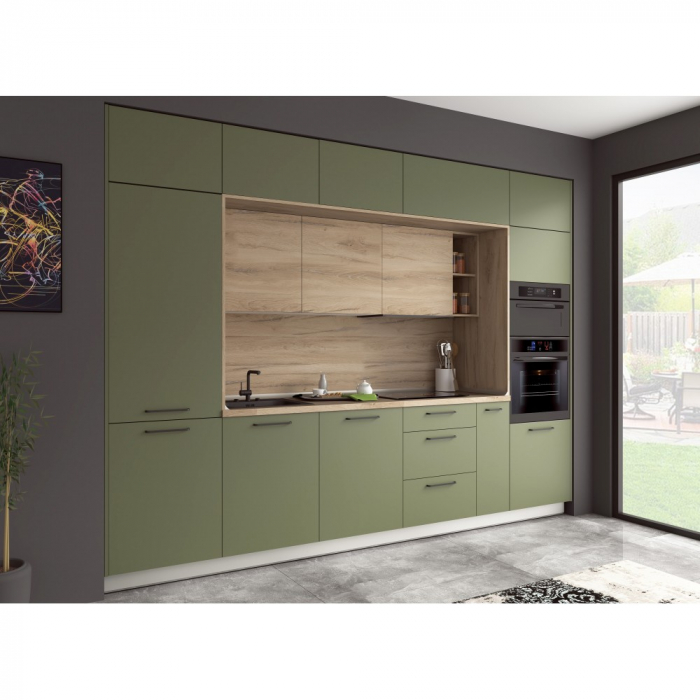 Bucatarie VIVA, verde mat, 324x60x252cm [1]