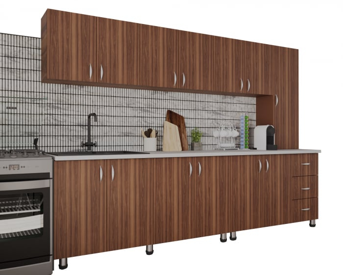 Bucatarie Yustina nuc, 280x43x200cm [4]