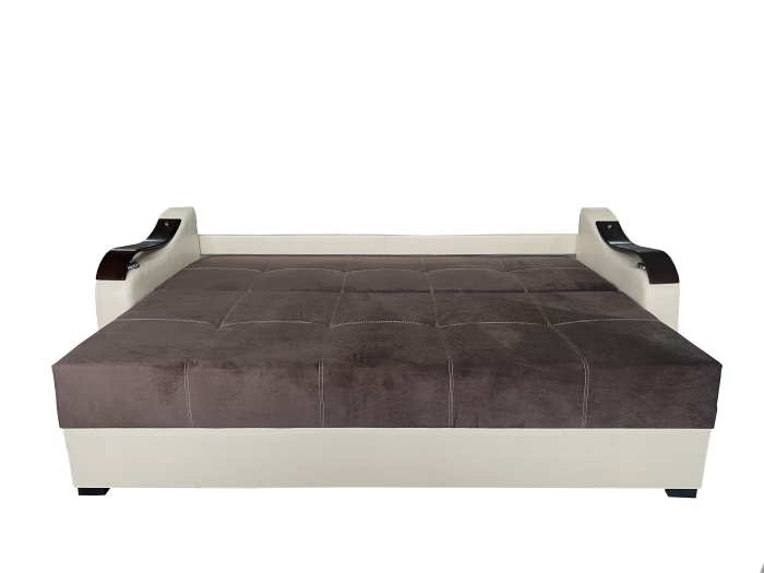 Canapea Extensibila Dana, 220x100x75 Cm, Velvet Verde, Crem [4]