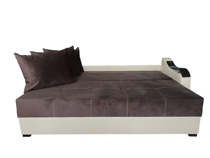 Canapea Extensibila Dana, 220x100x75 Cm, Velvet Verde, Crem [3]