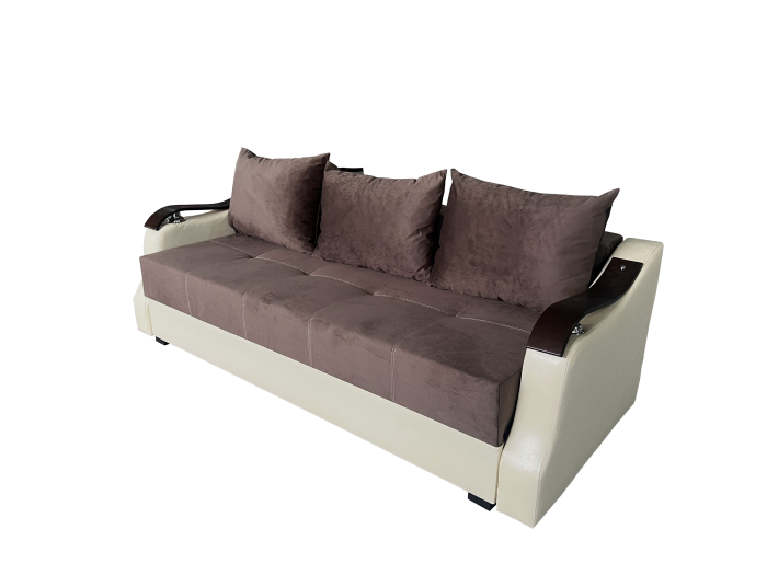 Canapea Extensibila Dana, 220x100x75 Cm, Velvet Verde, Crem [2]