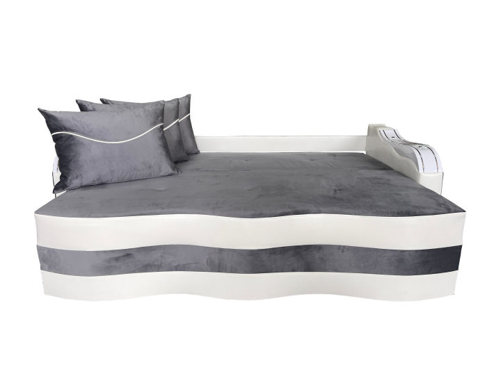 Canapea Extensibila Simona, 225x74x100 Cm, Negru, Alb [2]