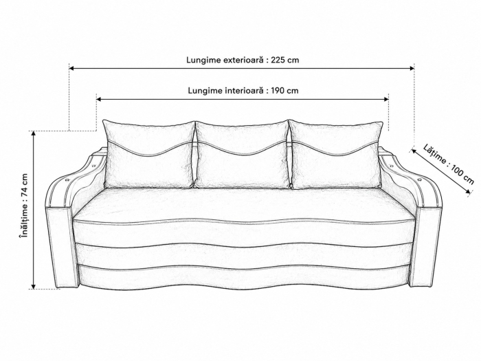 Canapea Extensibila Simona, 225x74x100 Cm, Maro [4]