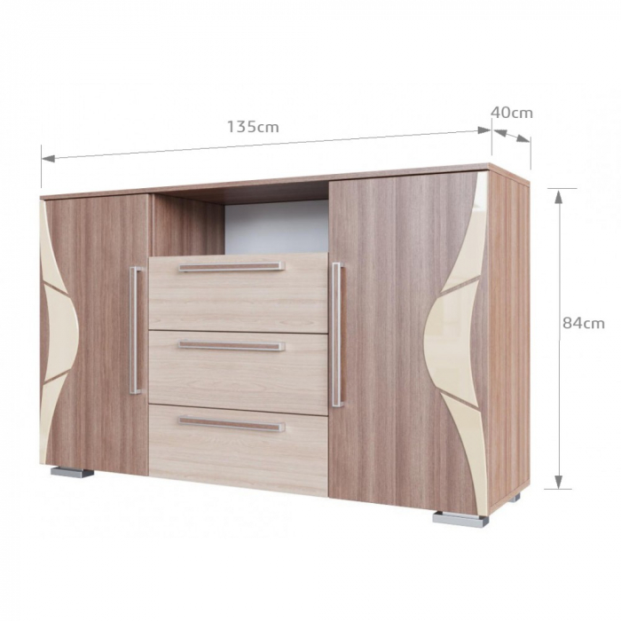 Comoda Laguna 5, 135x40x84cm frasin shimo [2]