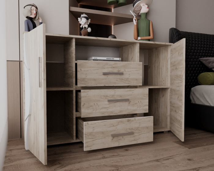 Comoda Laguna RO, 135x40x84 cm, Stejar K002 [3]