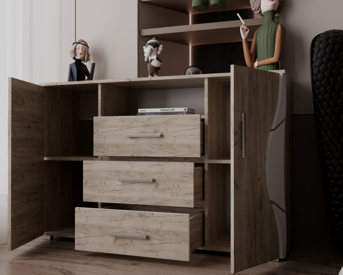 Comoda Laguna RO, 135x40x84 cm, Stejar K002 [2]