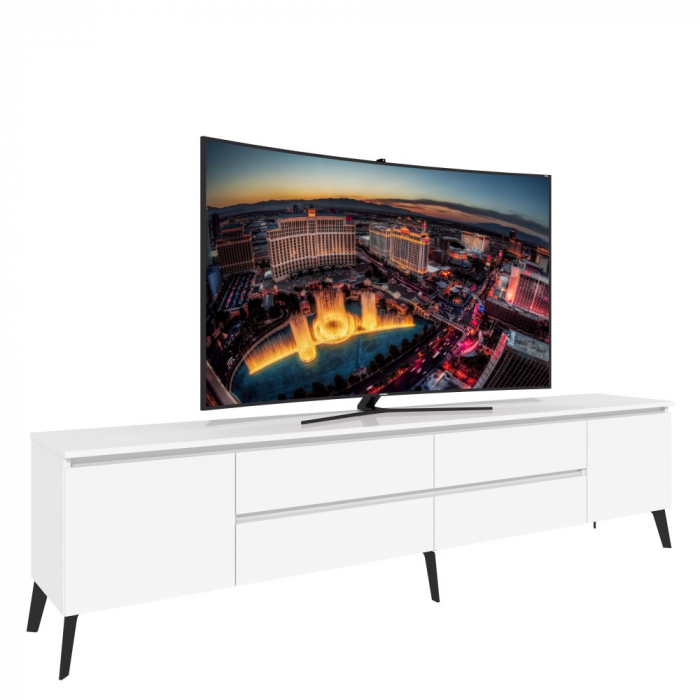 Comoda MP1, 220x40x55 cm, alb acril [3]