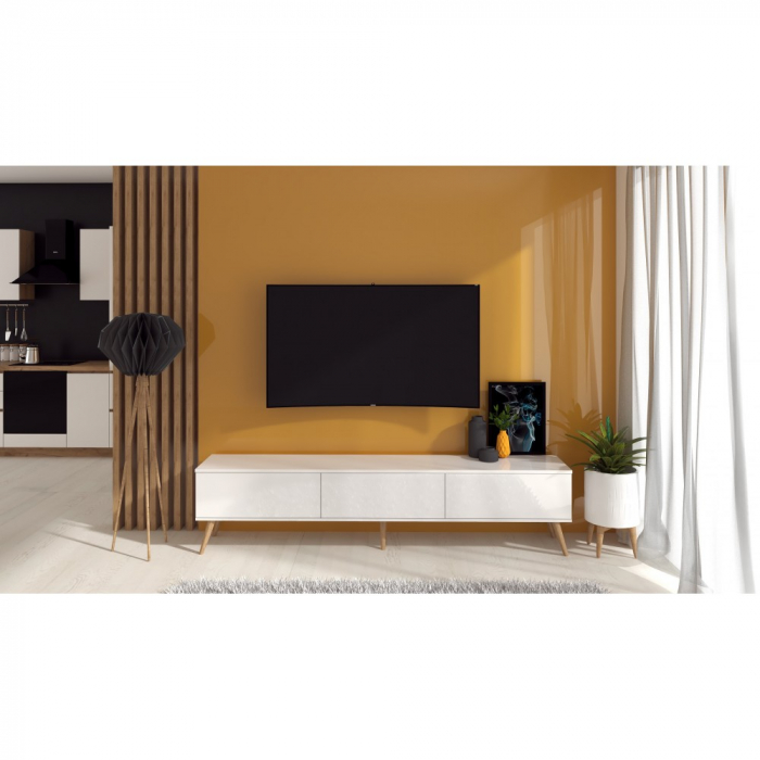 Comoda MP4, 220x40x51cm, alb acril [1]