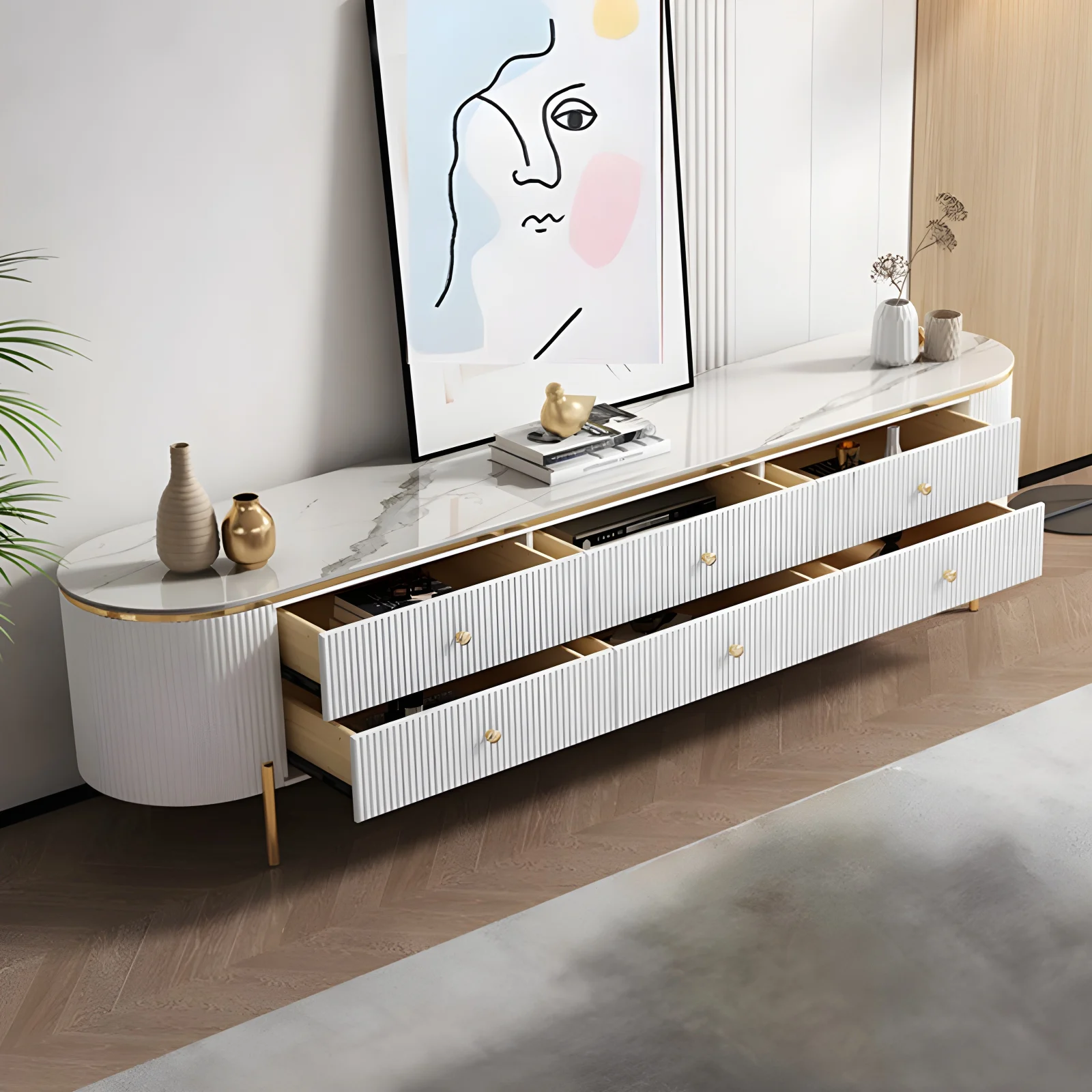 Comoda tv Beliani 200x40x46 Mdf [3]