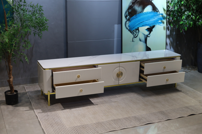 COMODA TV VEGAS MDF ALB LUCIOS 200x39x46 cm [5]