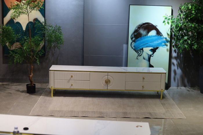 COMODA TV VEGAS MDF ALB LUCIOS 200x39x46 cm [2]