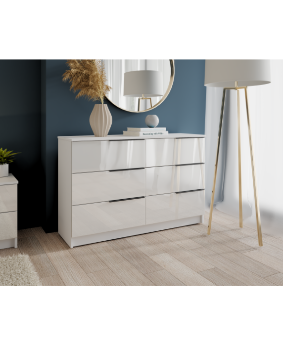 Dormitor Prestige 3U cu pat tapitat - acril alb [4]
