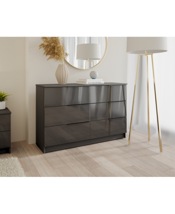Dormitor Prestige 3U cu pat tapitat - acril antracit [7]