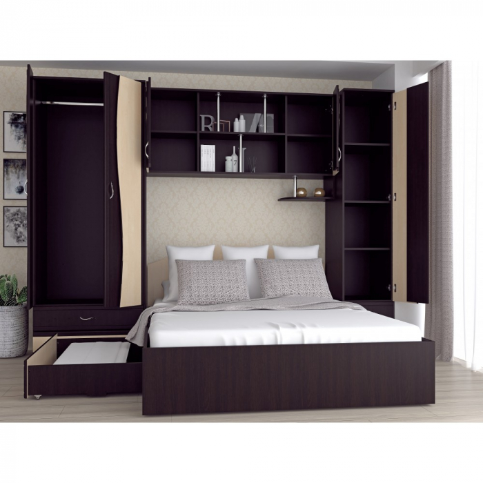 Dormitor Tineret cu D2 WENGE+MESTEACAN [3]